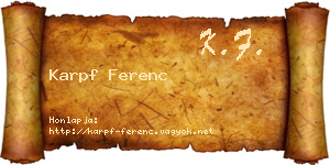 Karpf Ferenc névjegykártya